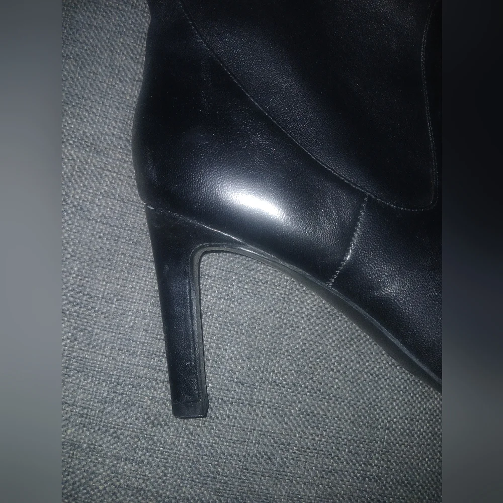 Nine West elegant Black Leather Knee-High Boots 3.5 inch heel. 9.5 - Picture 2 of 6
